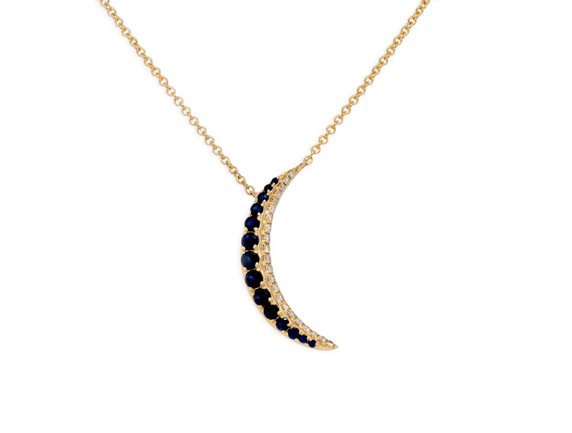 Crescent Color Stone and Diamond Moon