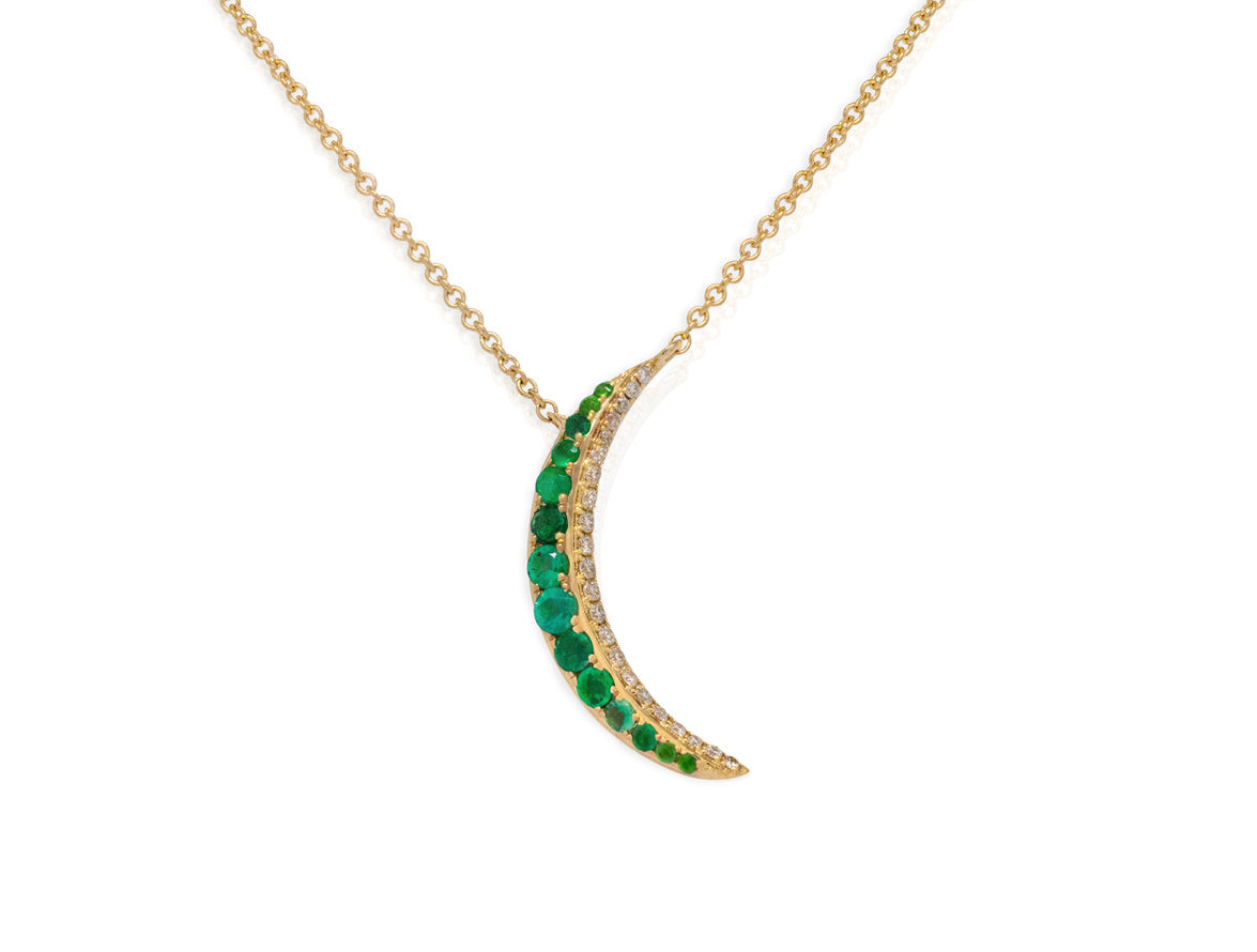 Crescent Color Stone and Diamond Moon