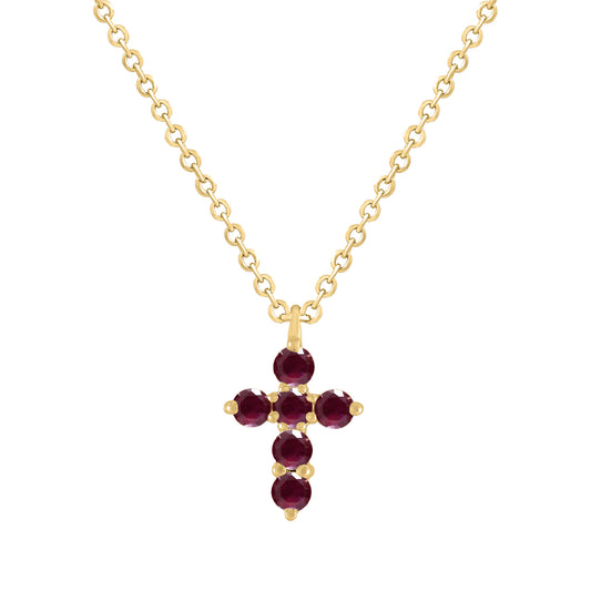 Color Stone Gemstone Miniature Cross Necklace