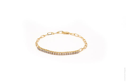 14K Gold diamond paperclip bracelet