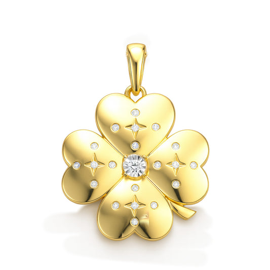 Large Lucky Charm Diamond Clover Pendant