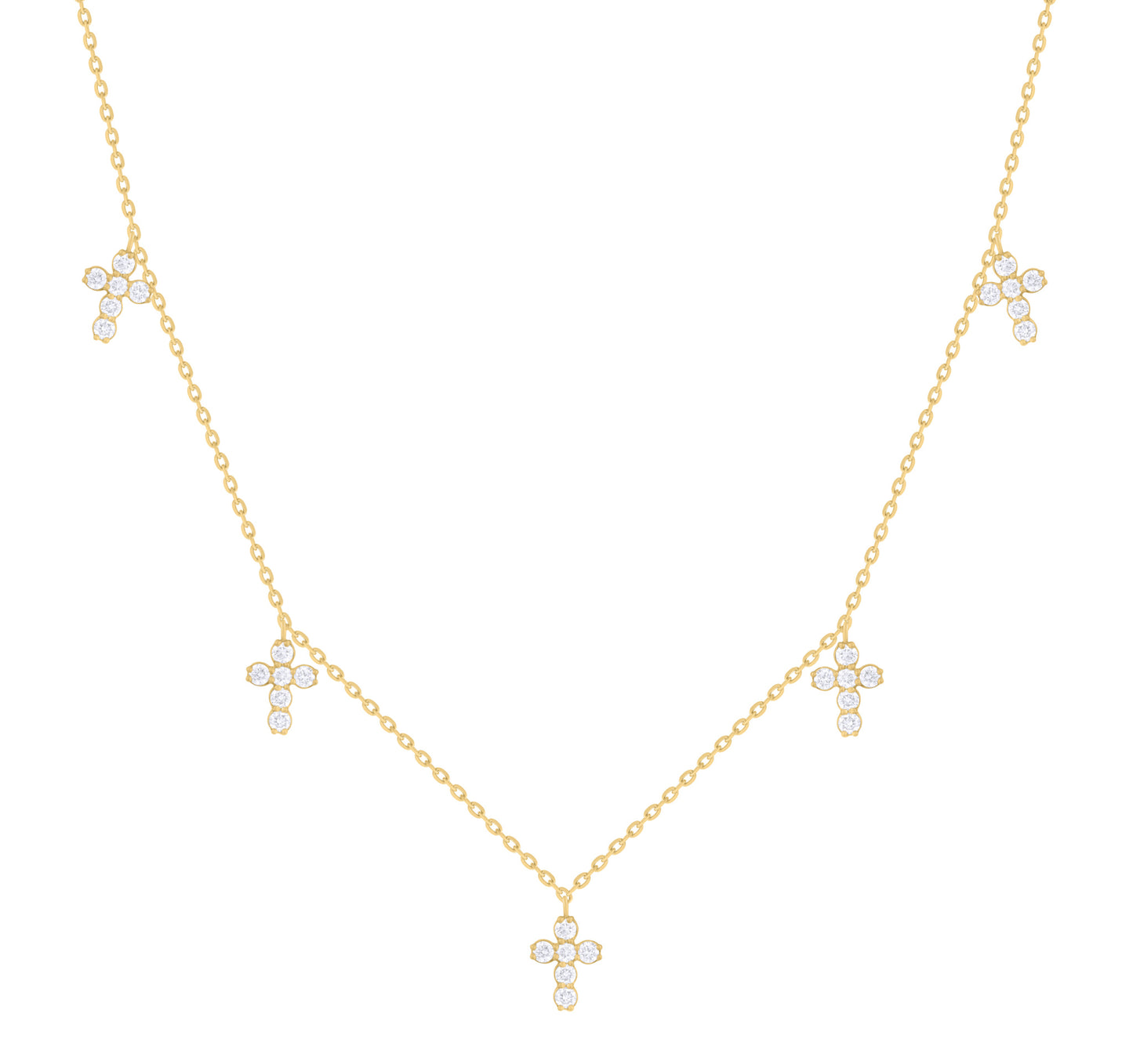 Cinq Diamond Cross Dangle Necklace