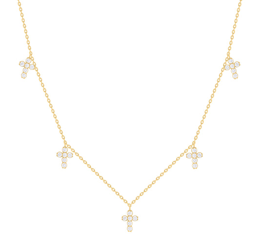 Cinq Diamond Cross Dangle Necklace