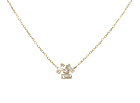 Flower shape with Baguette Cut Diamond Necklace