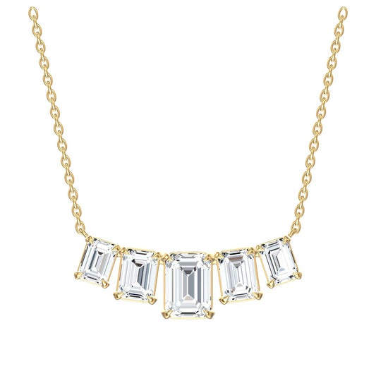 Five Stone Emerald Cut Lab Grown Diamond Necklace