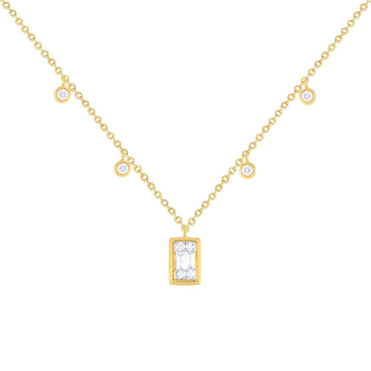 Baguette Diamond Bezel Dangle Necklace