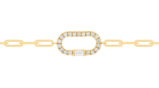 Oval Diamond Paperclip Link Bracelet