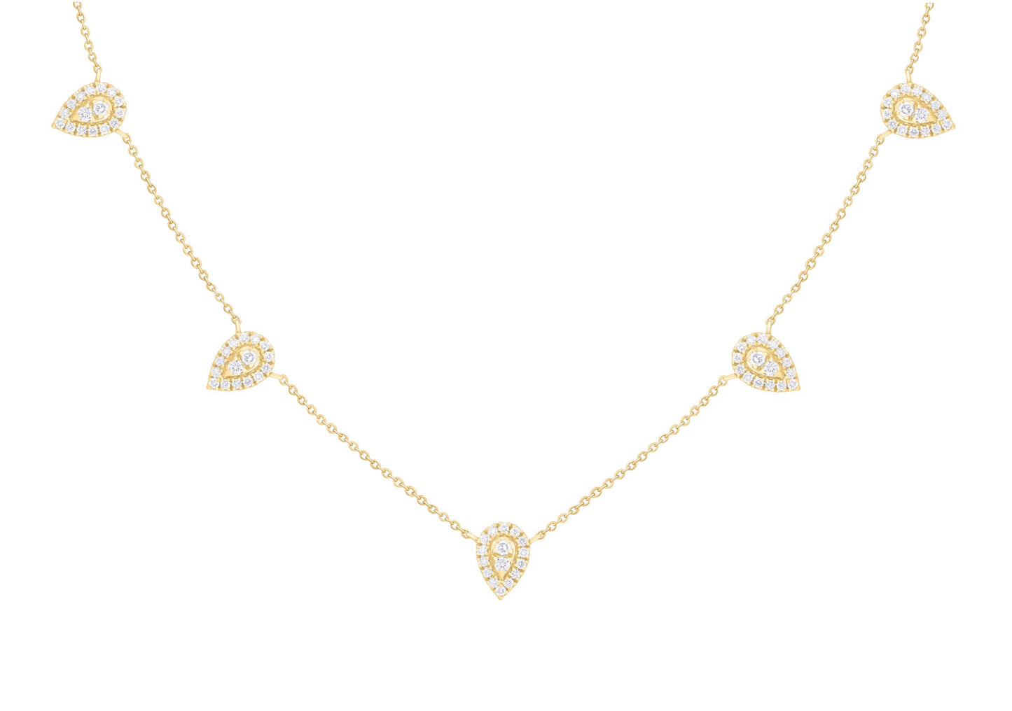 Diamond Pave Drops Station Necklace