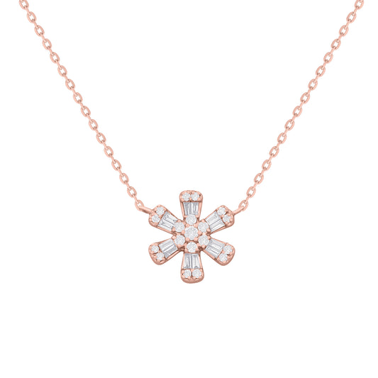 Flower Diamond Necklace 14K Gold
