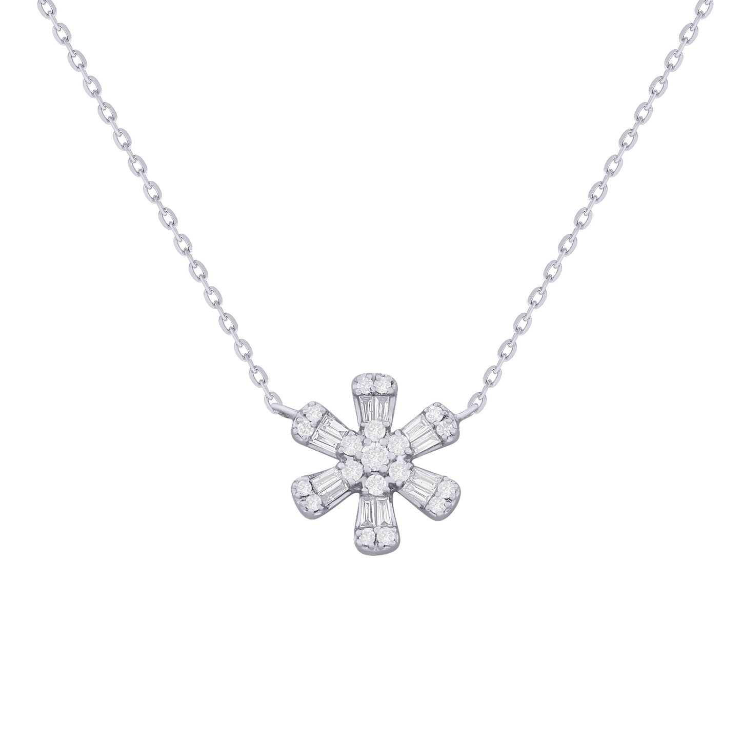 Flower Diamond Necklace 14K Gold