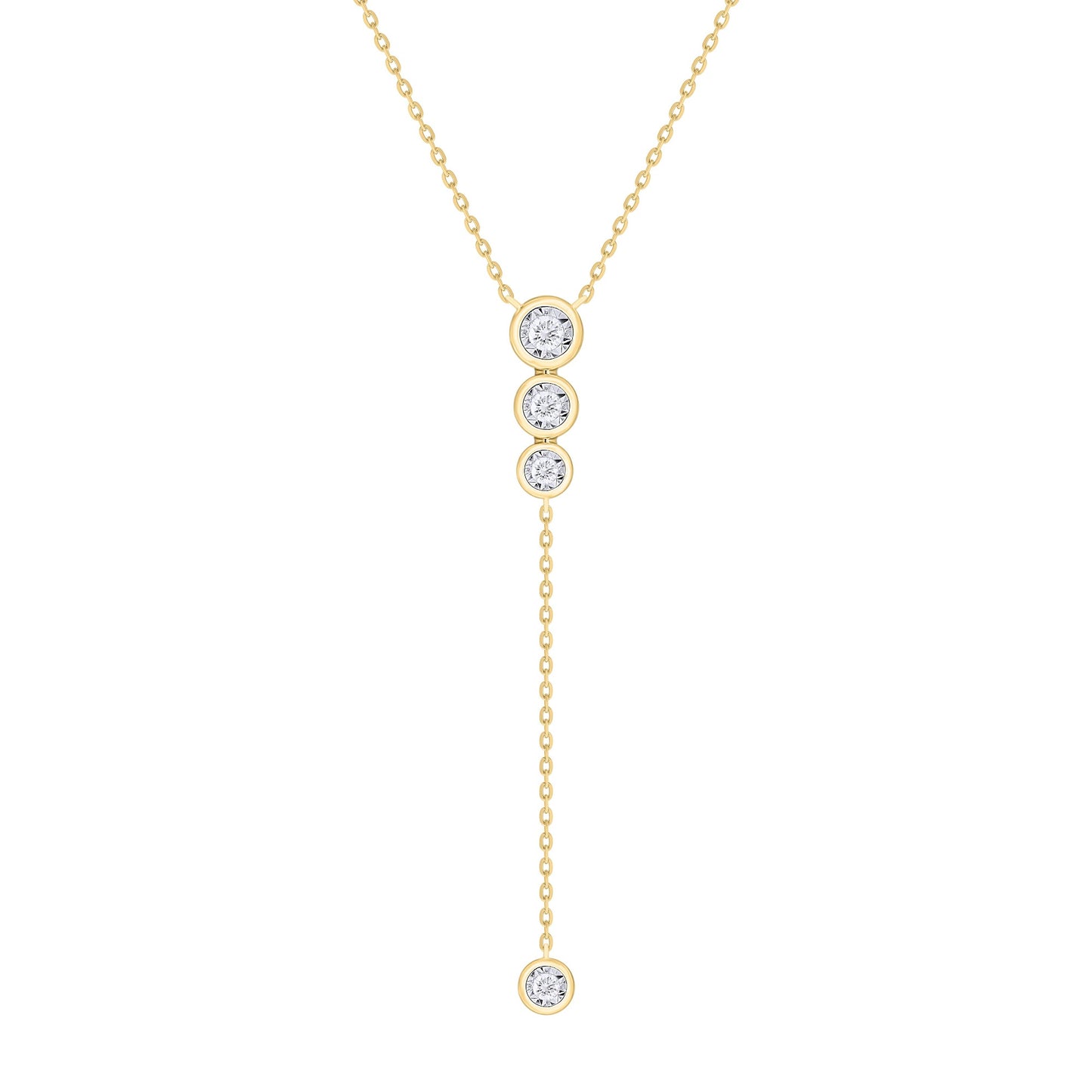 Triple Bezel Diamond Lariat Necklace