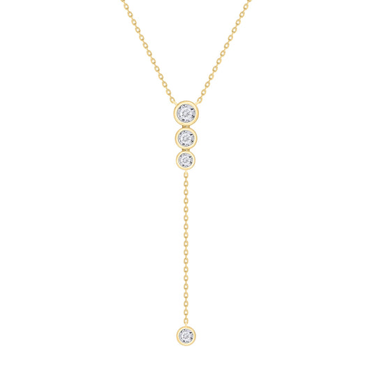 Triple Bezel Diamond Lariat Necklace