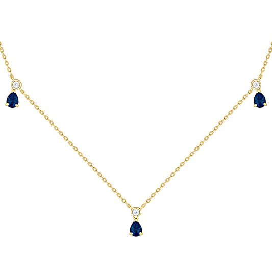 Vibrant Pear Shape Color Stone and Diamond Bezels Dangle Necklace