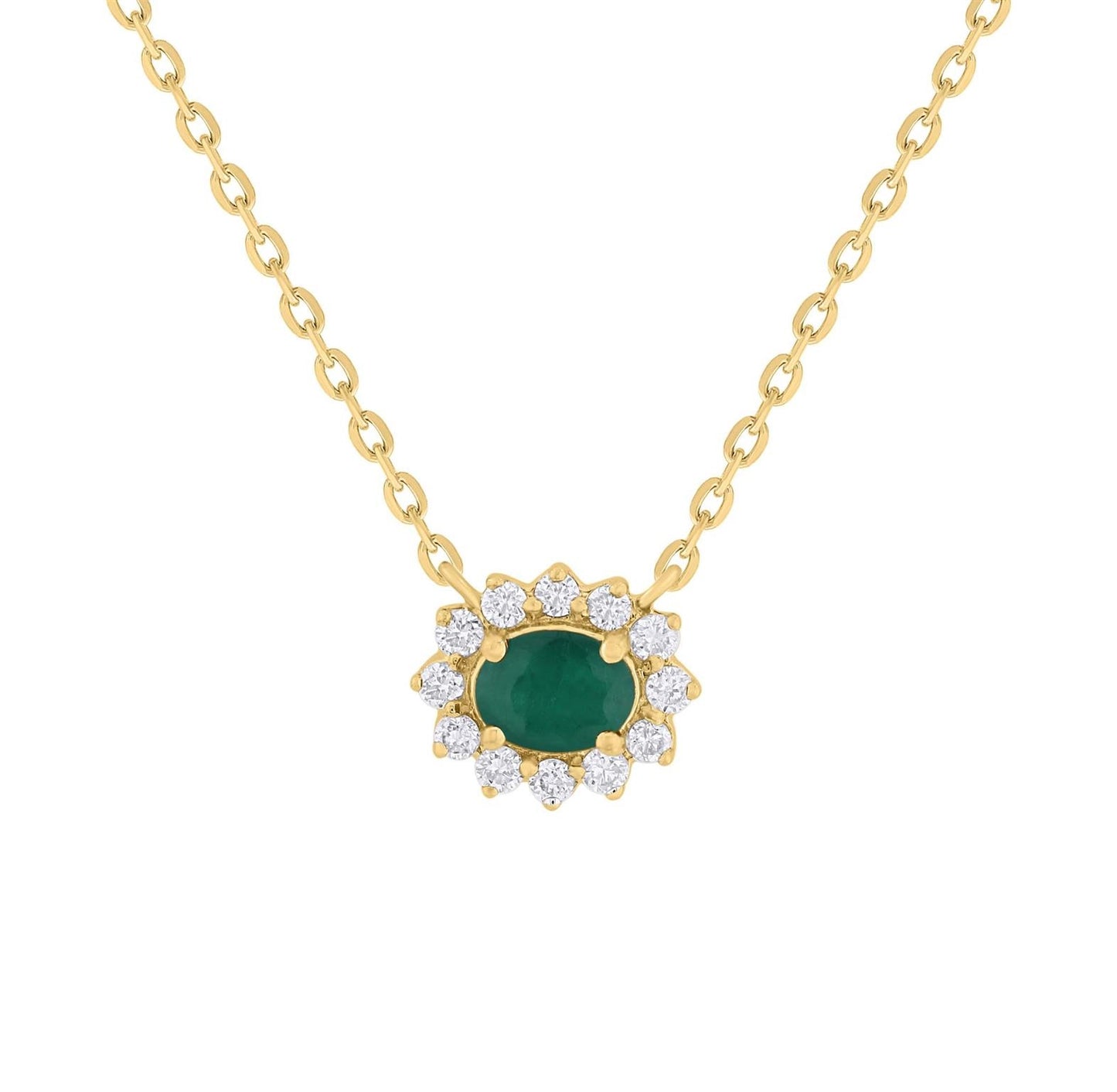 14K Gold Miniature Oval Emerald and Diamond Gift Set