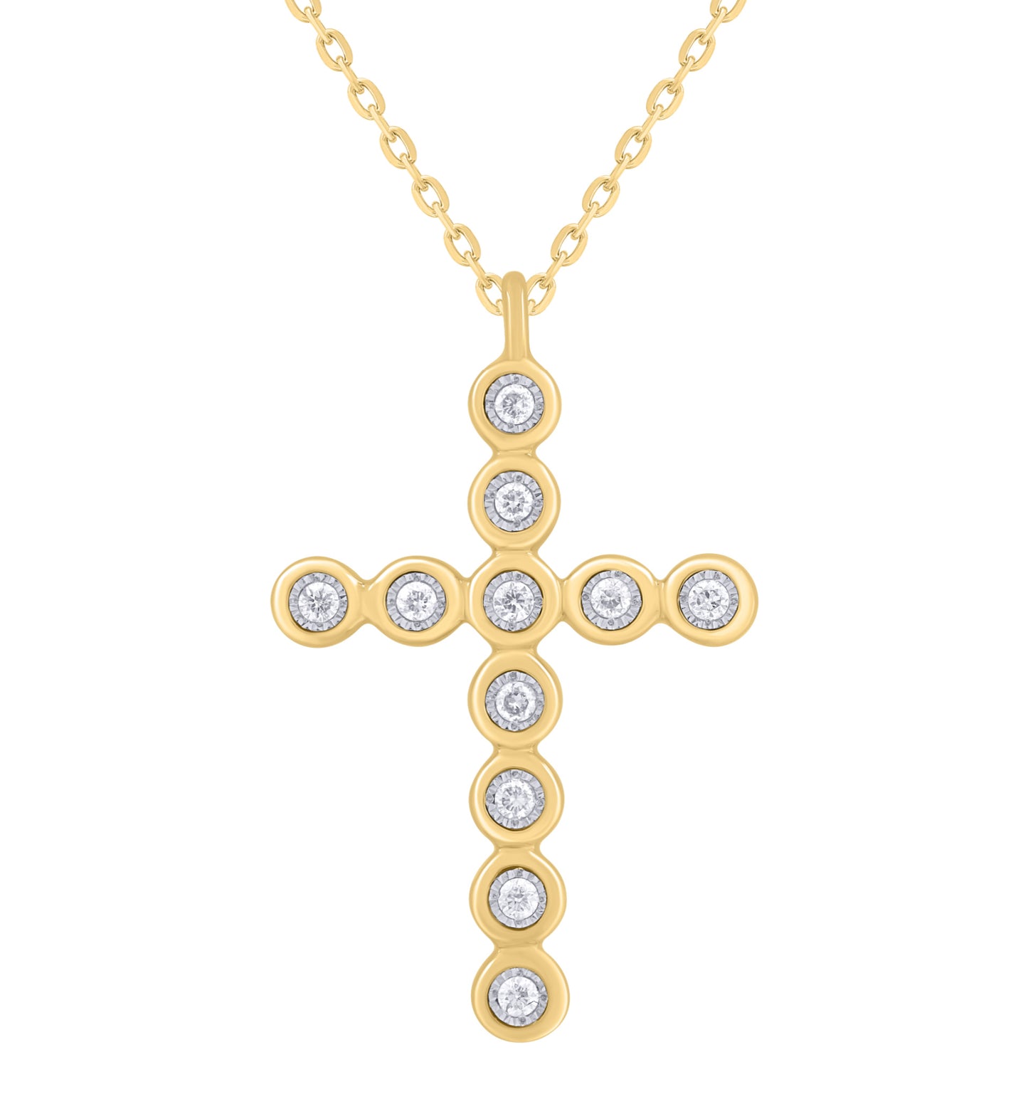 Large Bezel Diamond Cross Necklace