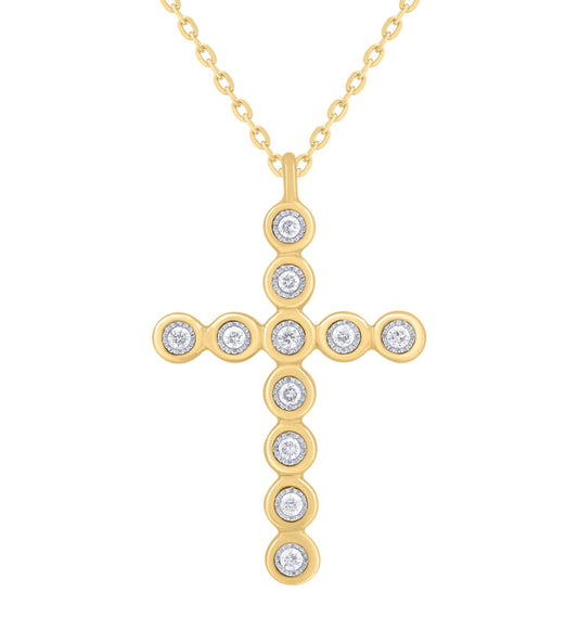 Large Bezel Diamond Cross Necklace