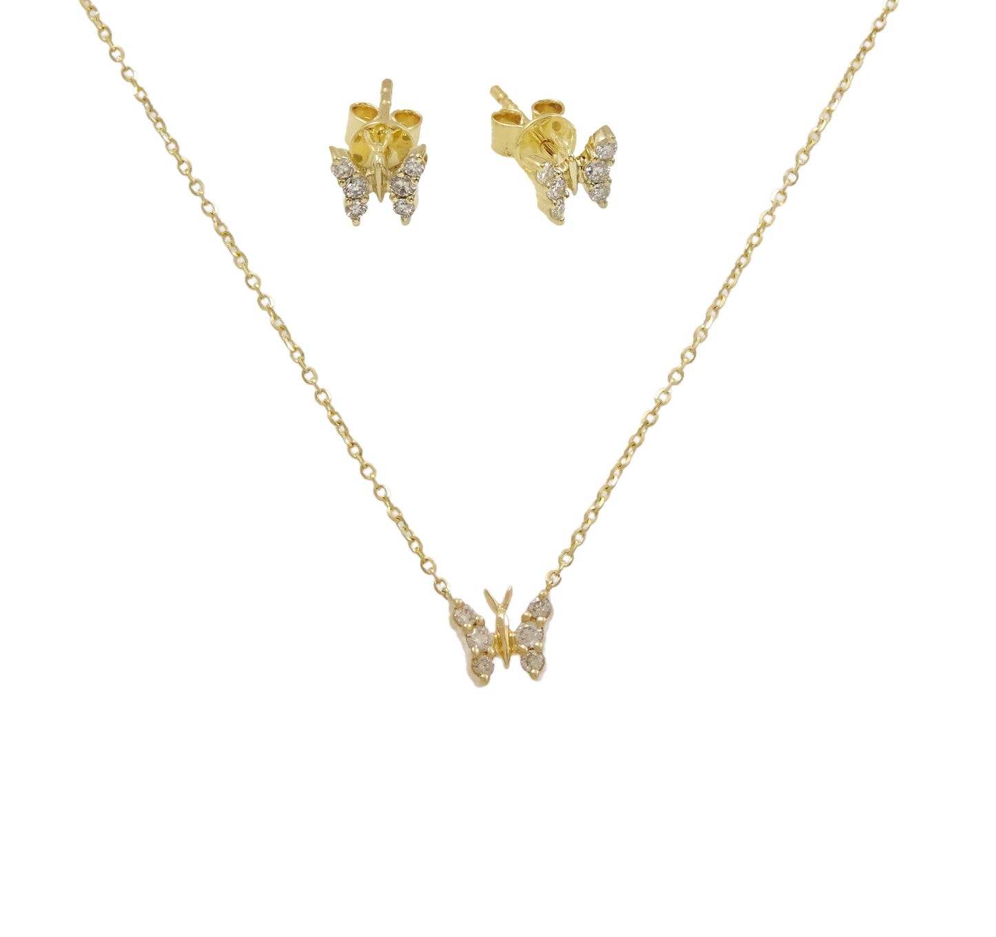 14K Yellow Gold Diamond Butterfly Gift Set