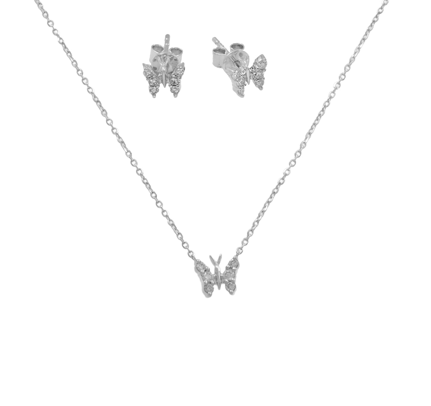 14K White Gold Diamond Butterfly Gift Set