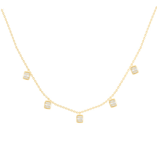 Diamond Baguette Cut Necklace 14K Gold