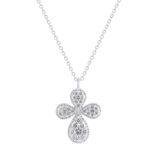 Beaded Diamond Cross Pendant