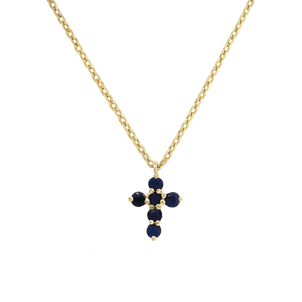 Color Stone Gemstone Super Miniature Cross Necklace