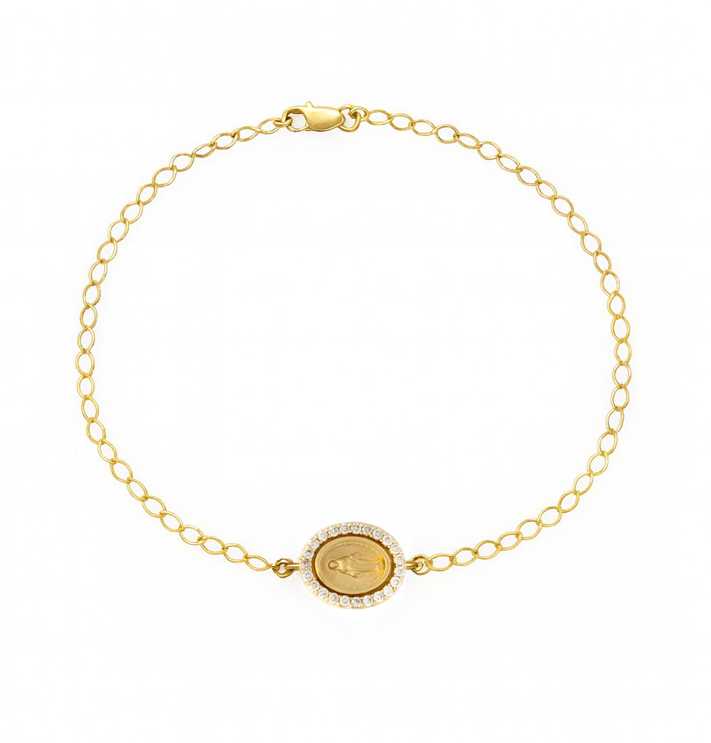Mini Diamond Miraculous Medal Bracelet