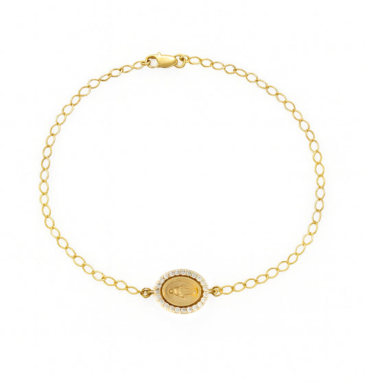 Mini Diamond Miraculous Medal Bracelet