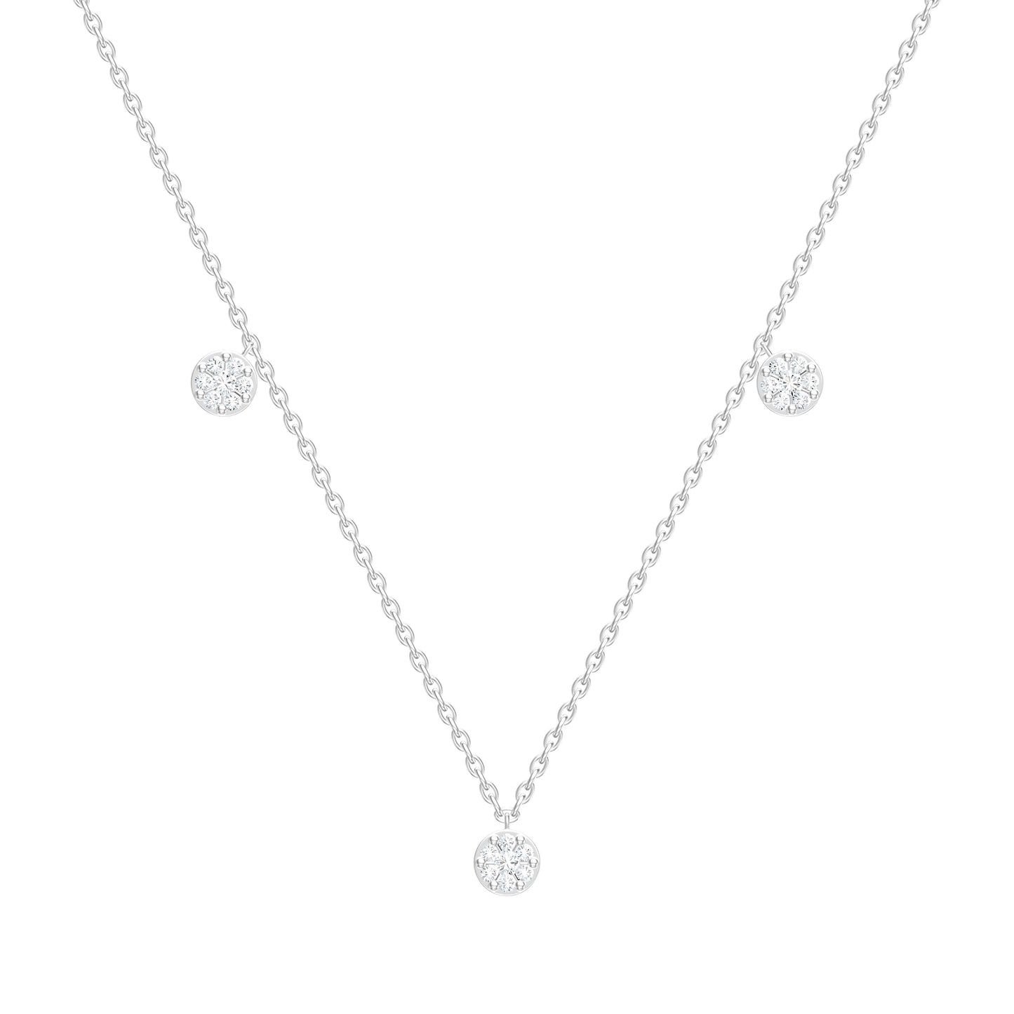 Gold Three Rondel Diamond Necklace