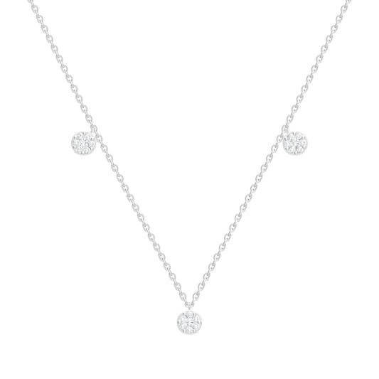 Gold Three Rondel Diamond Necklace