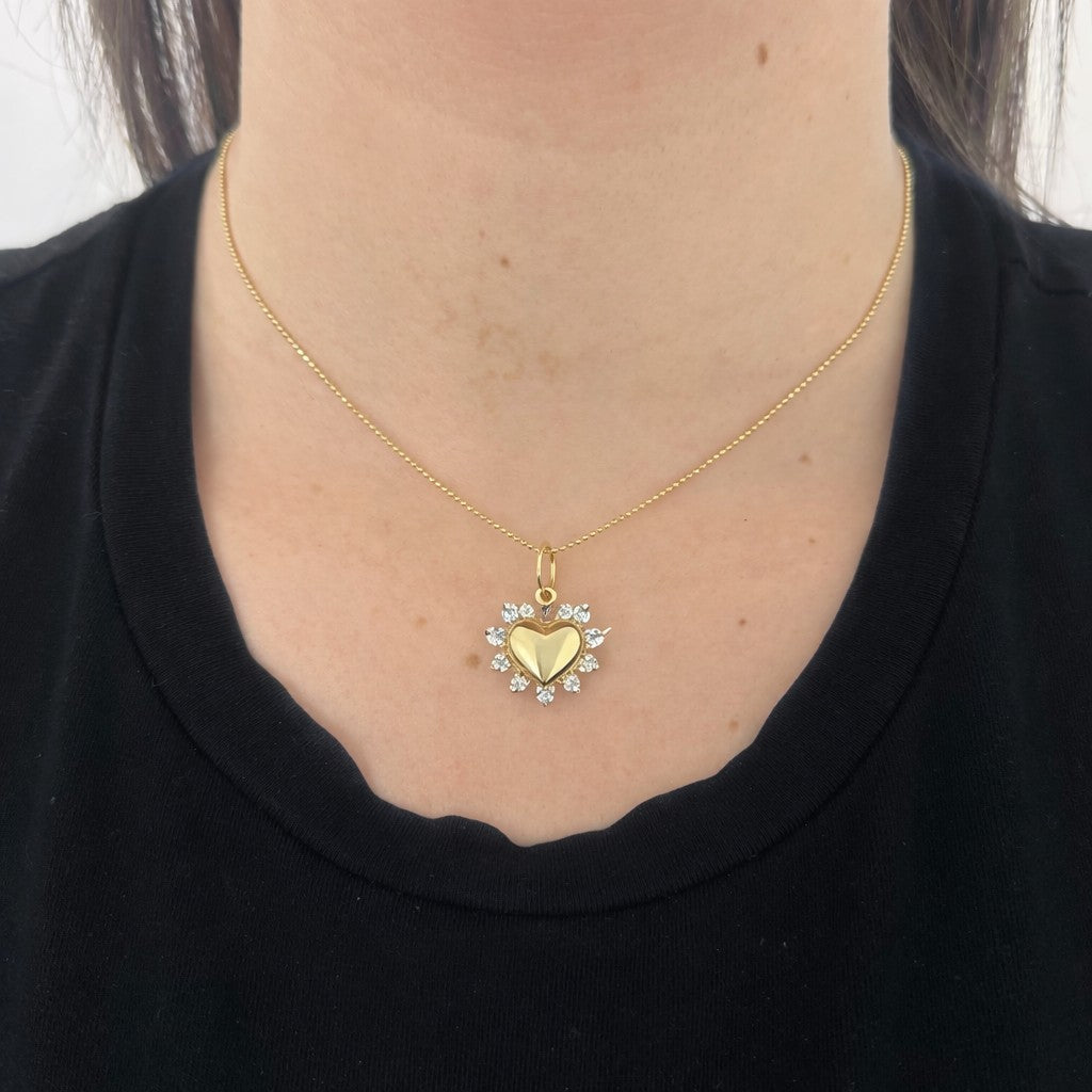 Diamond Halo Heart Charm