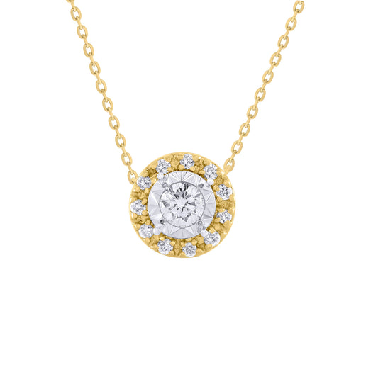 Circle with Diamond Illusion Solitaire Necklace