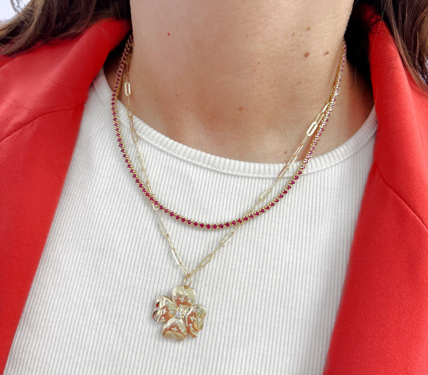 Large Lucky Charm Diamond Clover Pendant