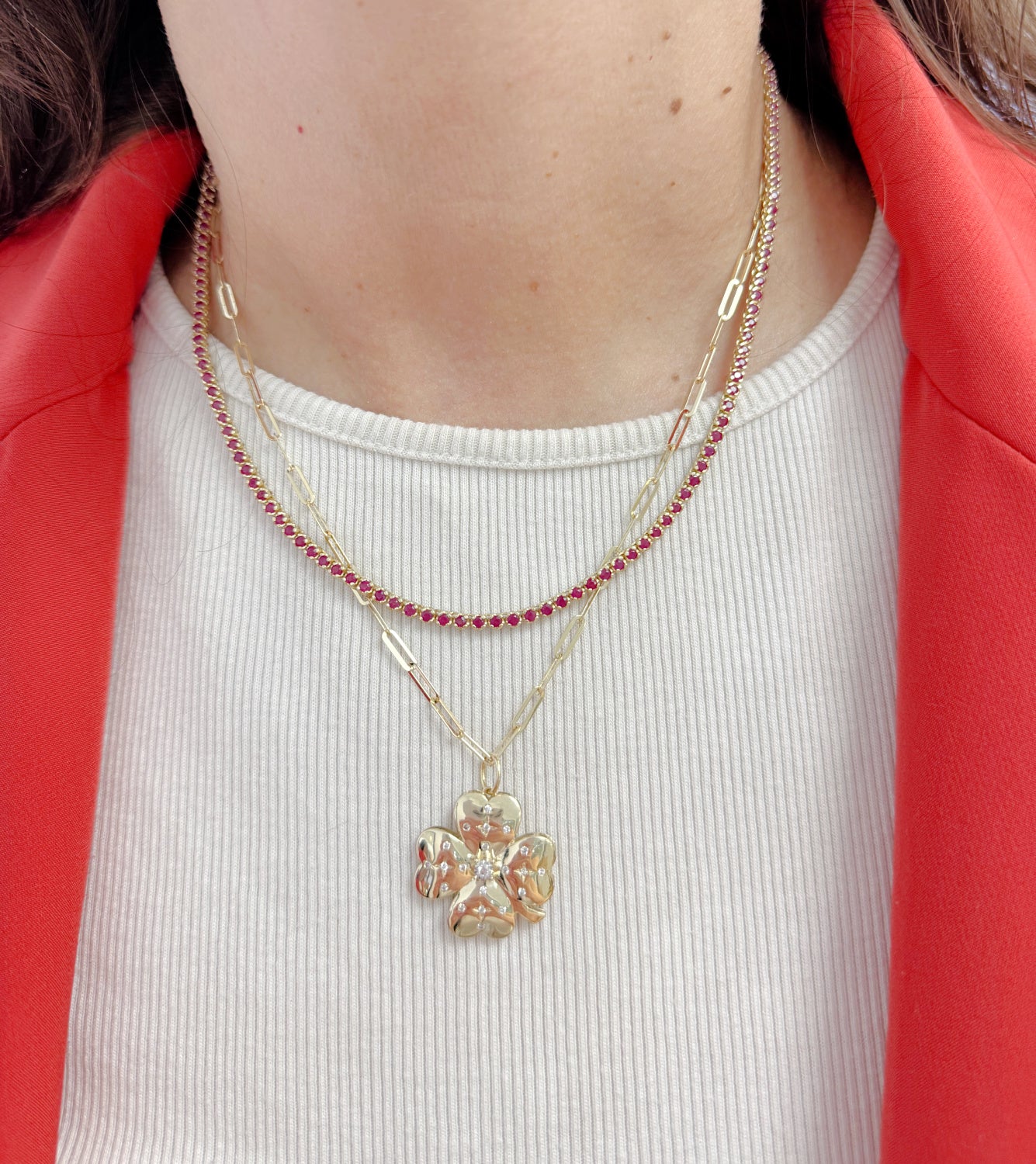 Large Lucky Charm Diamond Clover Pendant