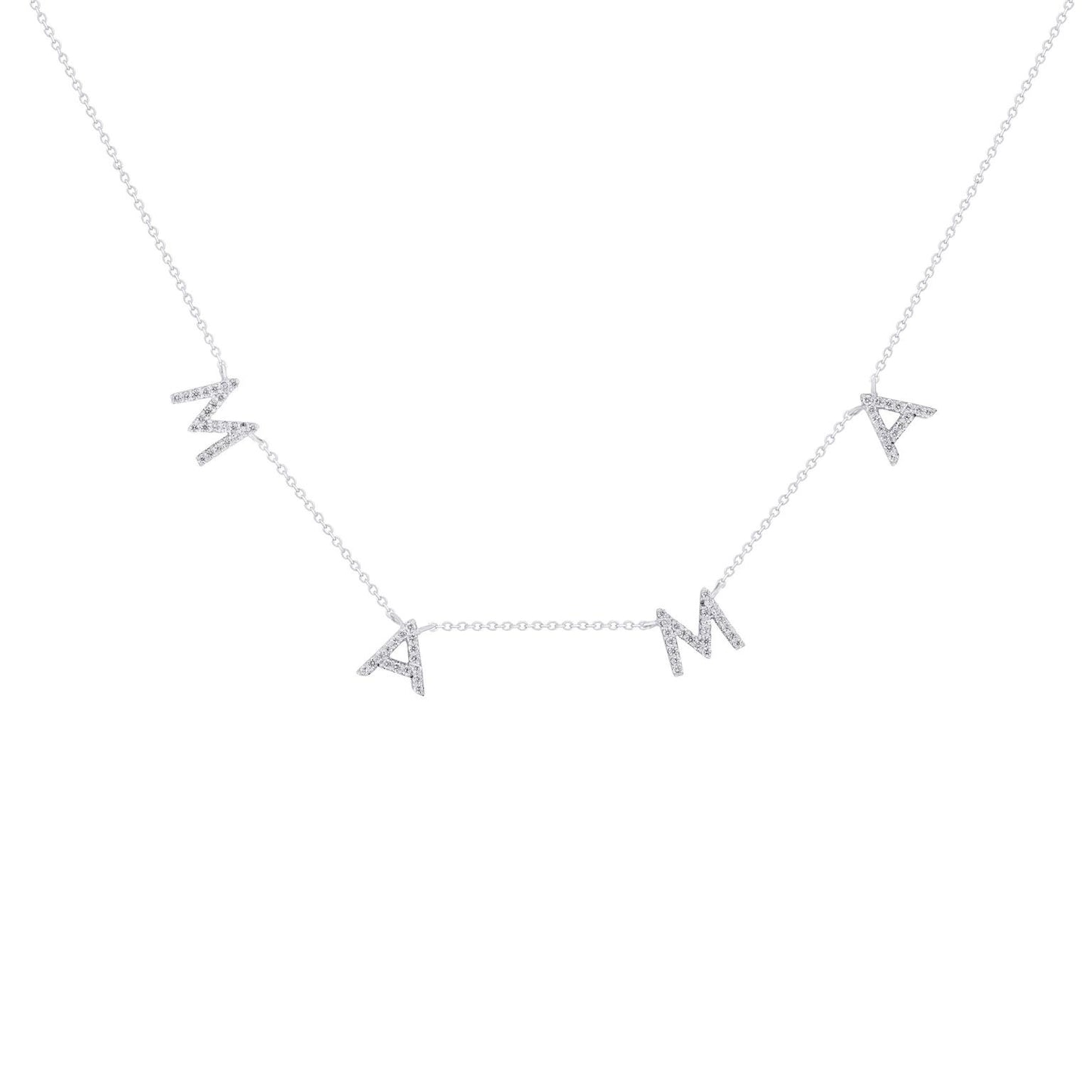 "MAMA" Diamond Encrusted Gold Necklace