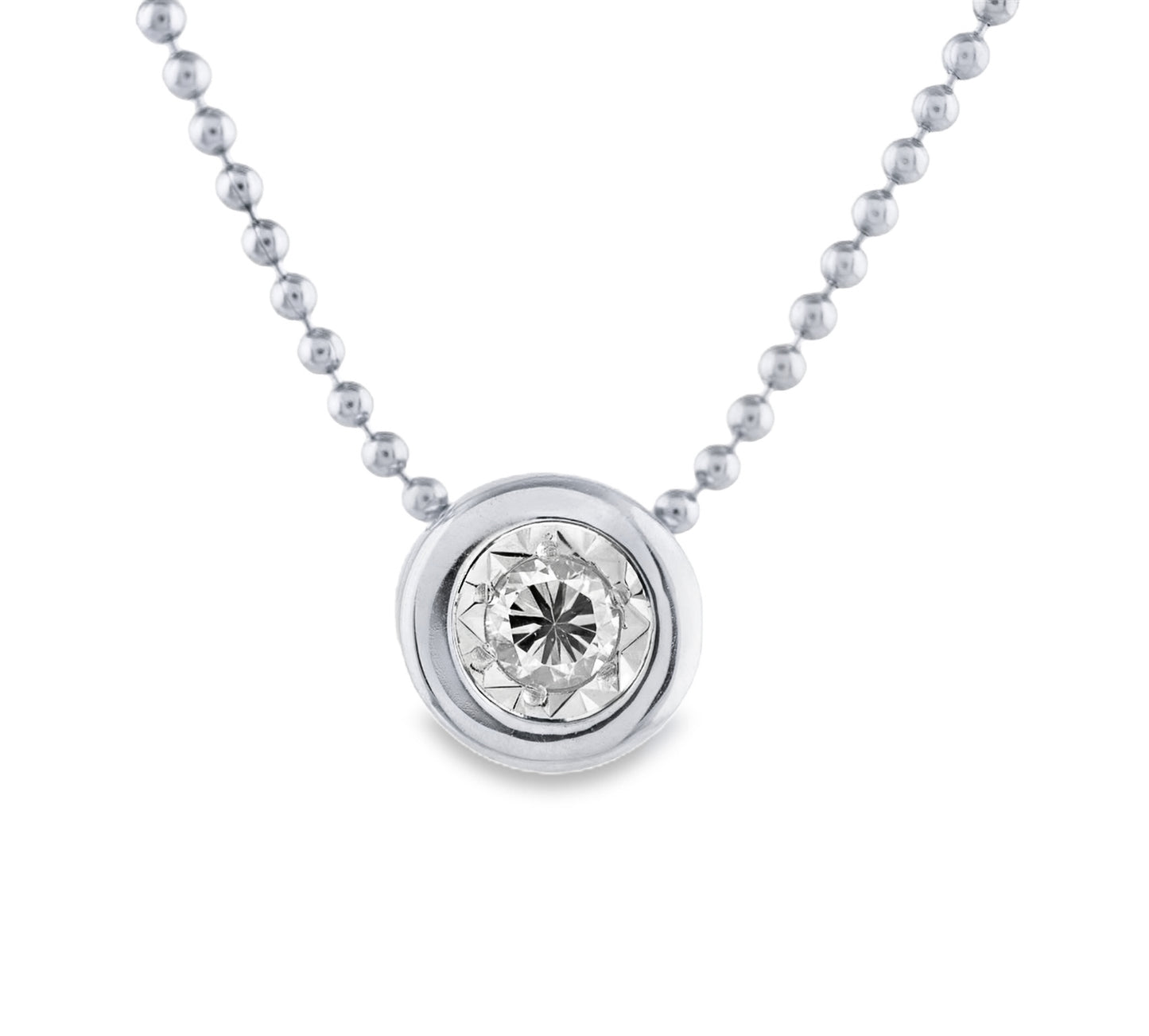Solitaire Bezel Diamond Illusion Pendant Necklace