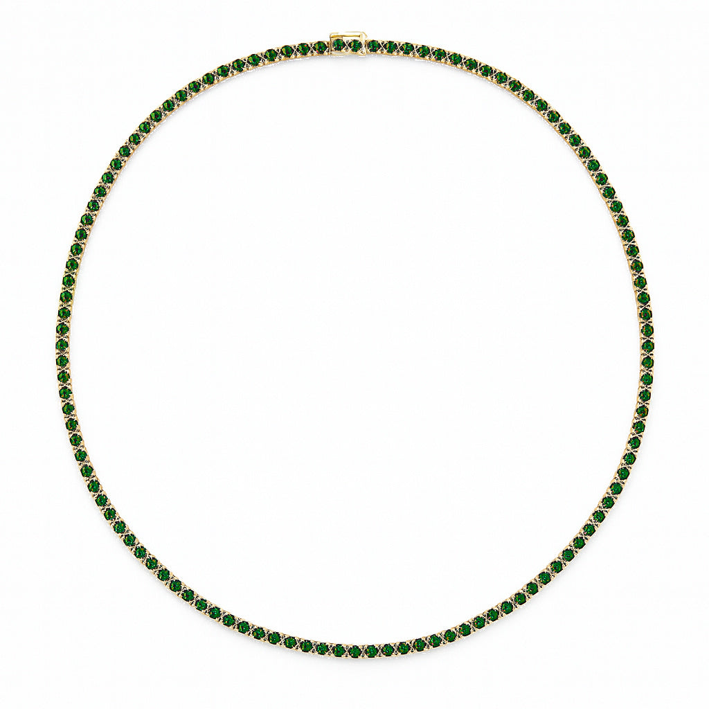 Straight Line Fine Color Stone Tennis Necklace