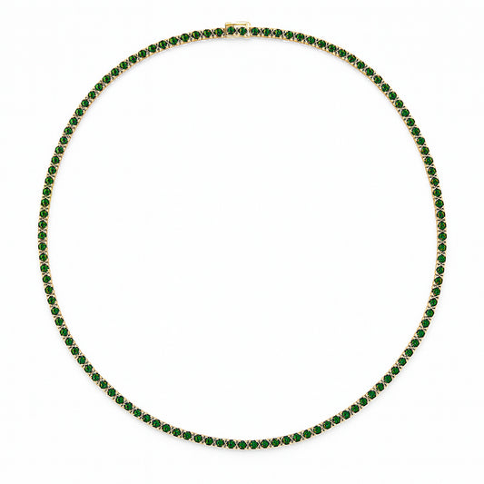 Straight Line Fine Color Stone Tennis Necklace