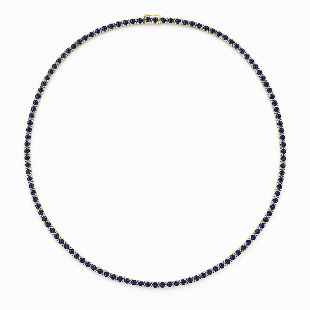 Straight Line Fine Color Stone Tennis Necklace
