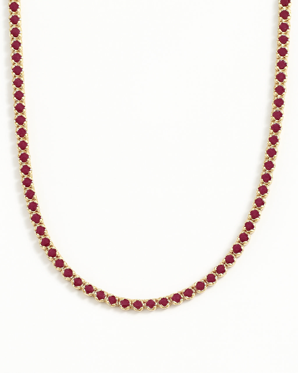 Straight Line Fine Color Stone Tennis Necklace