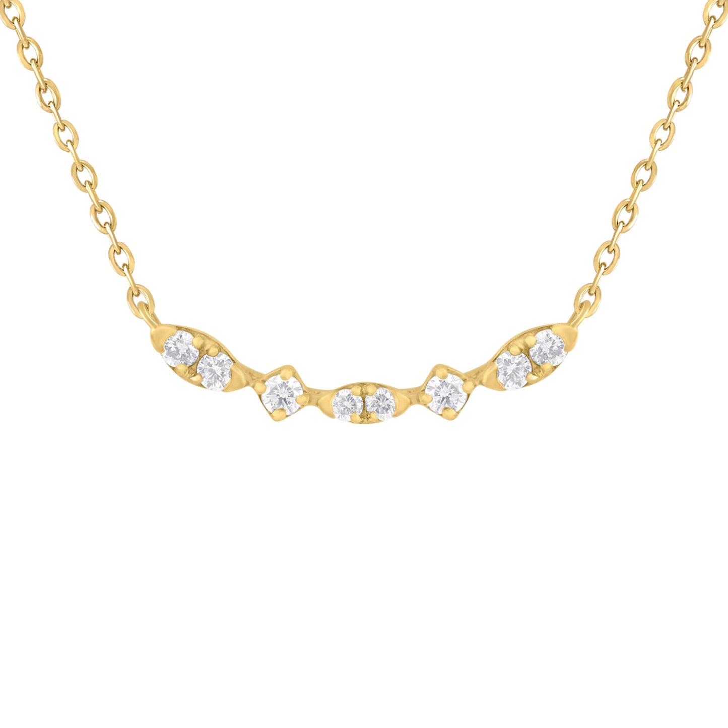 Curved Diamond Bar Necklace