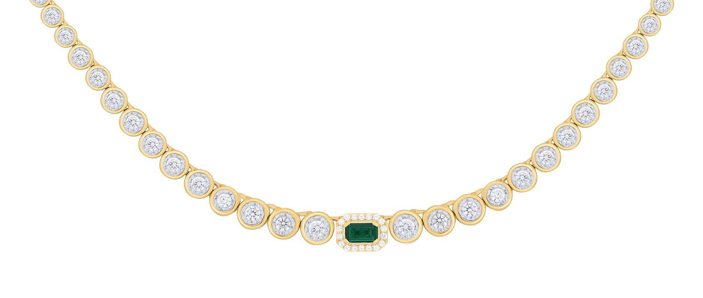 Single Color Stone Diamond Bezel Tennis Necklace