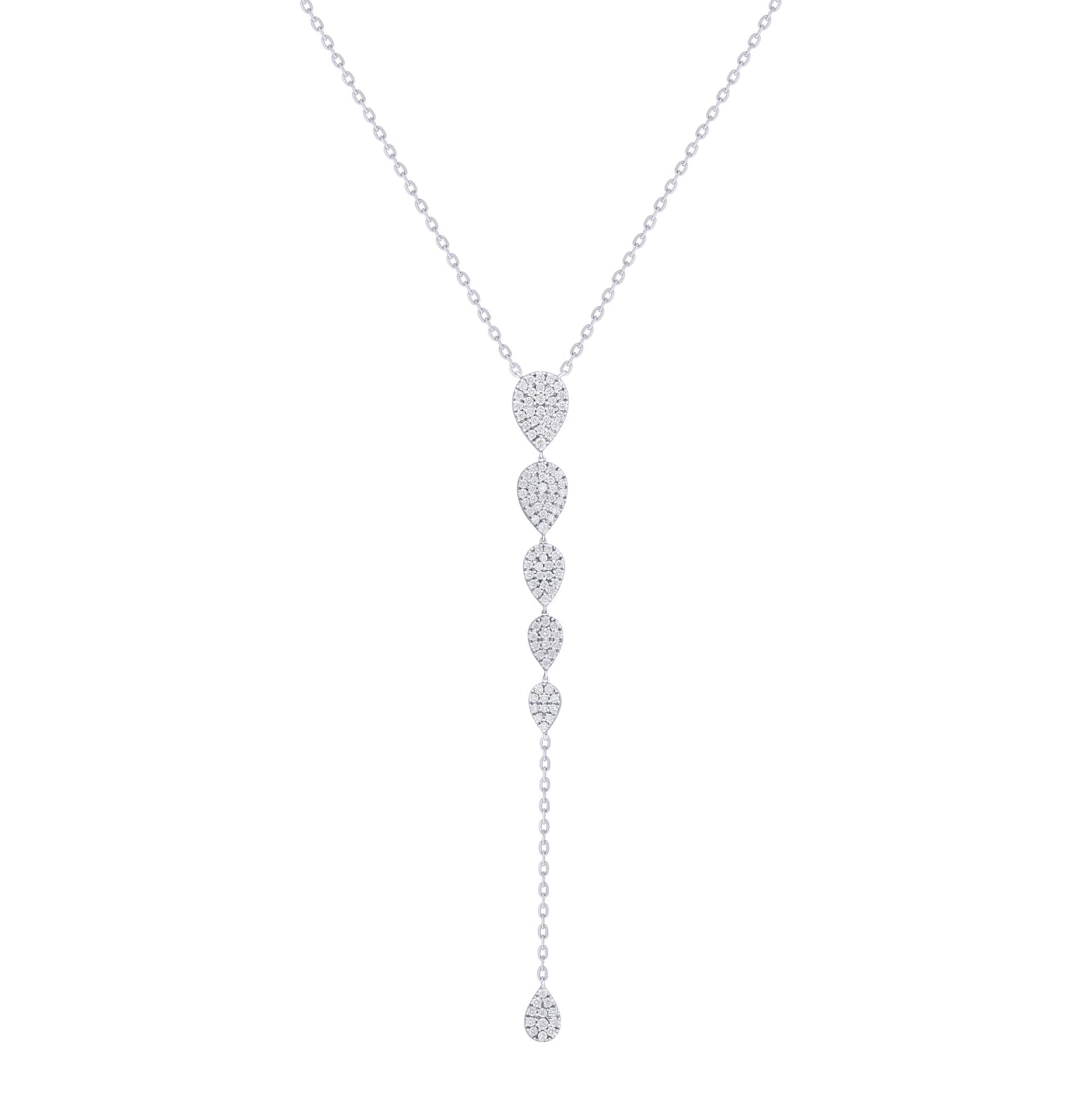 Multi Pave Tear Drop Lariat Necklace