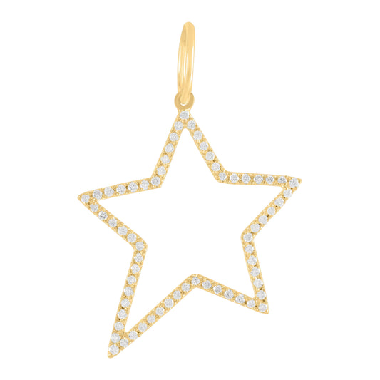 Diamond Open Star Charm