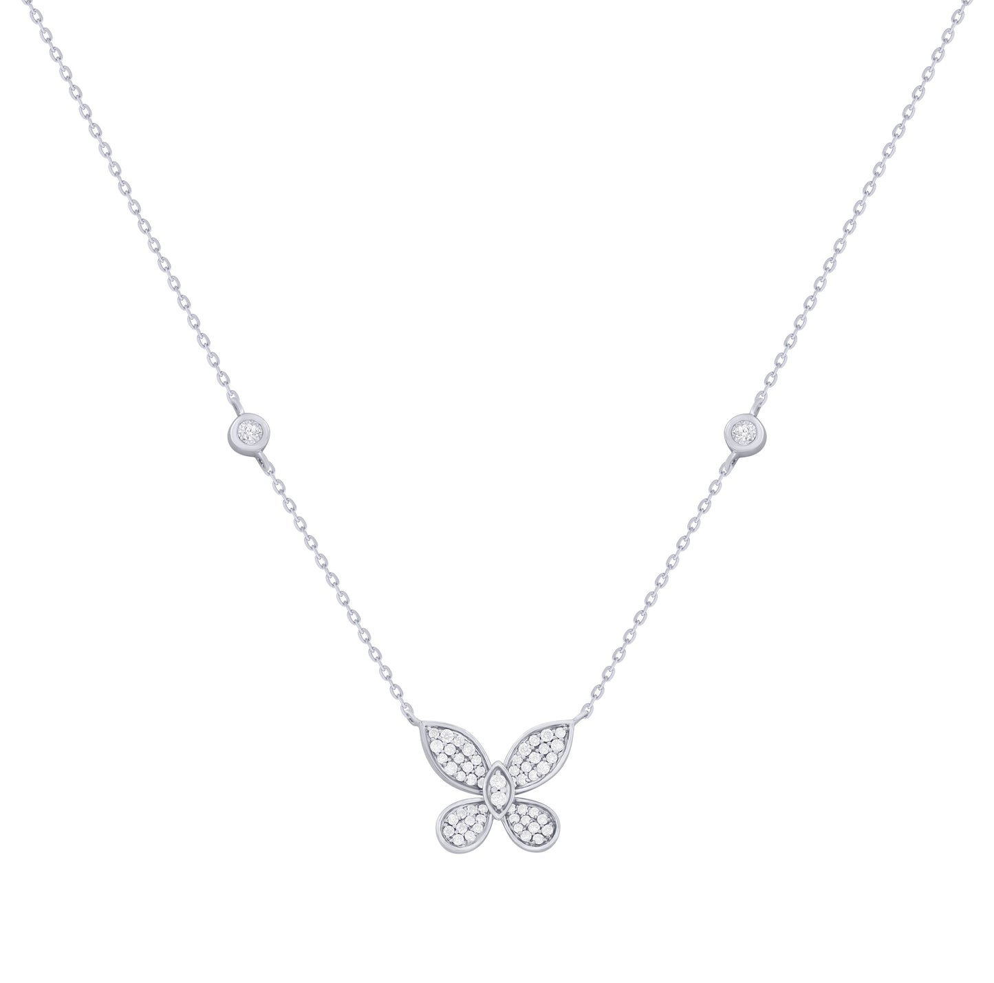 Big Butterfly Diamond Necklace 14K Gold