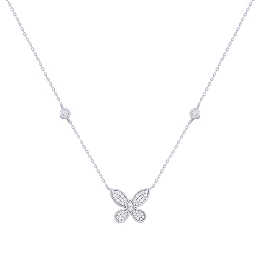 Big Butterfly Diamond Necklace 14K Gold