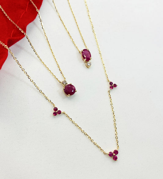 Vibrant Trio Color Stone Station Clusters Necklace
