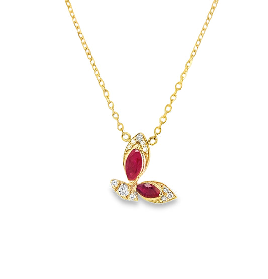 Color Stone Marquisse Diamond Butterfly Necklace