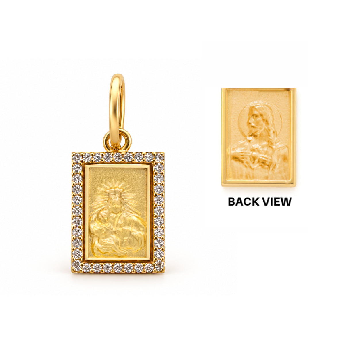 Small Diamond Scapular Medal Pendant