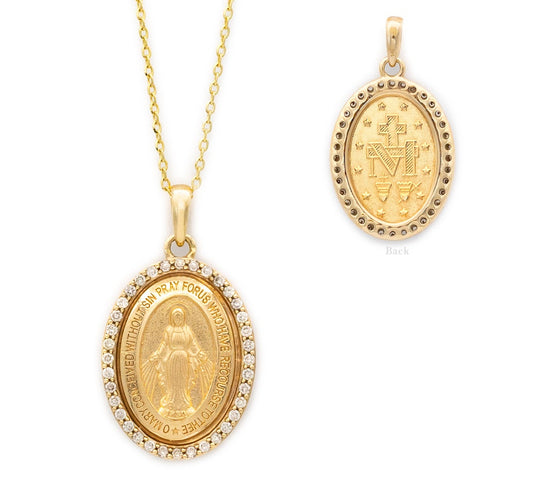 Medium Diamond Miraculous Medal Necklace