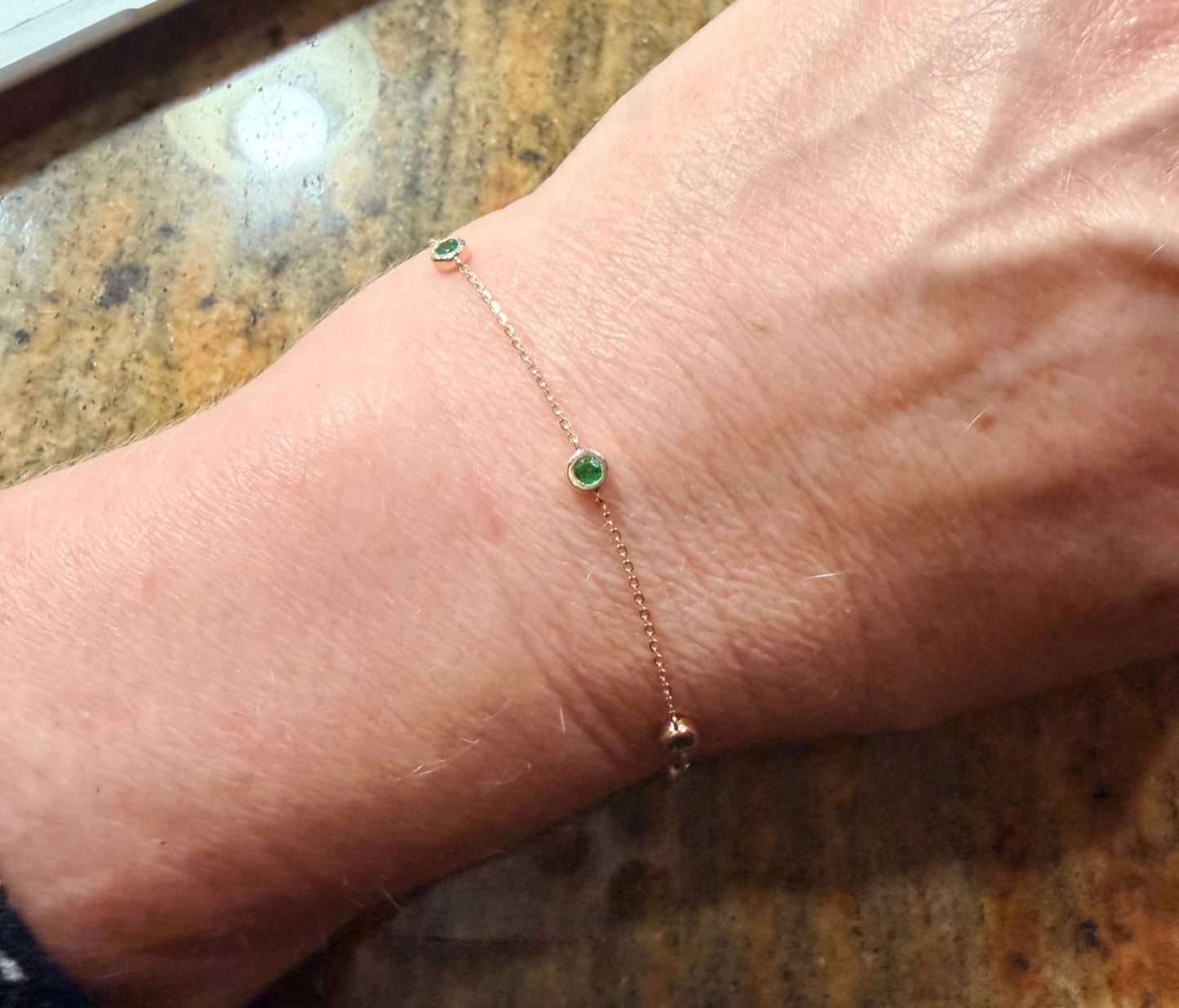 Color Stone Bezel Station Bracelet